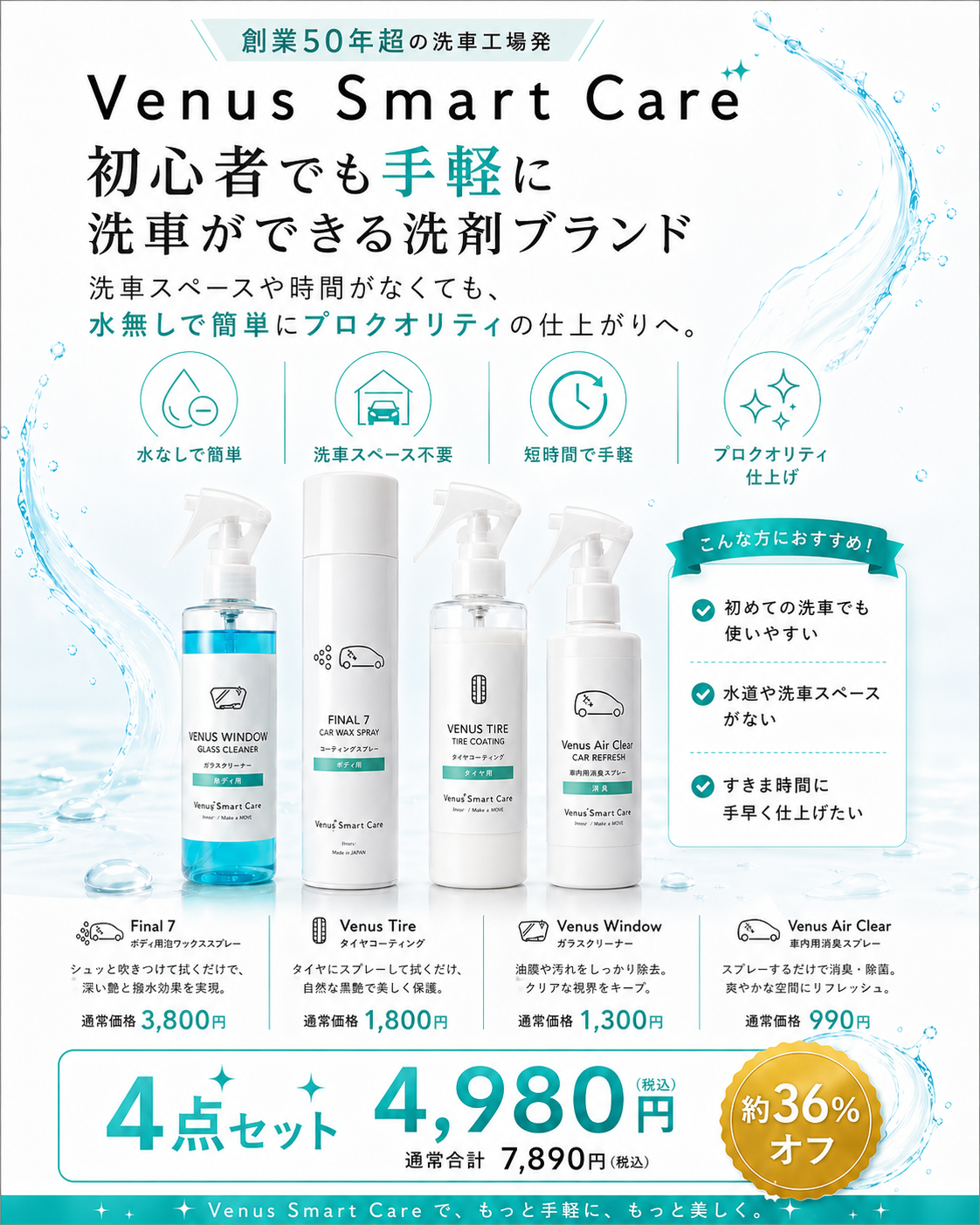 洗車場へ行くのは、<br>もう<em>終わりにしませんか</em>。