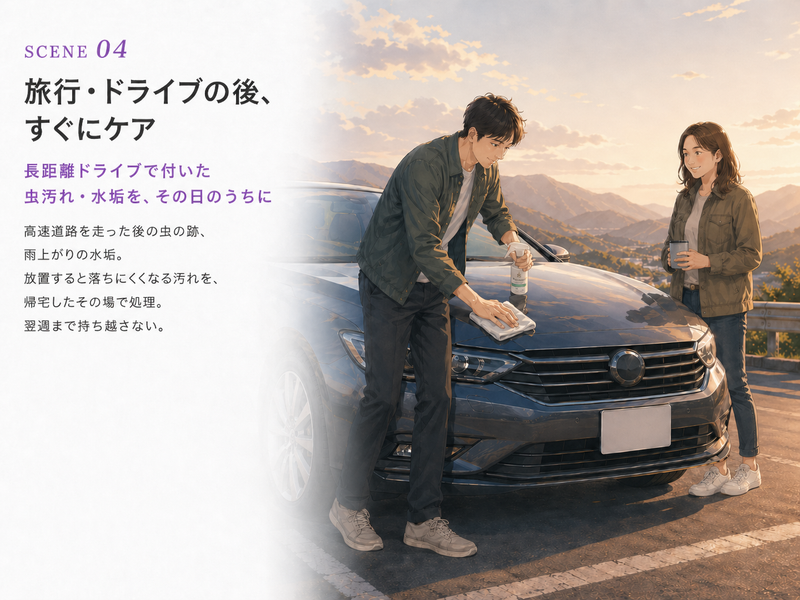 旅行・ドライブの後、すぐにケア